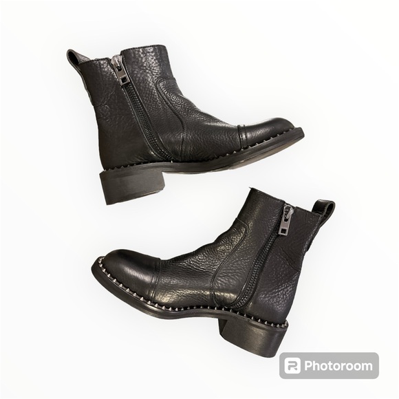 Zadig & Voltaire Empress Clous Textured Leather Ankle Boots Size 36 (US 5) Black - Picture 5 of 13